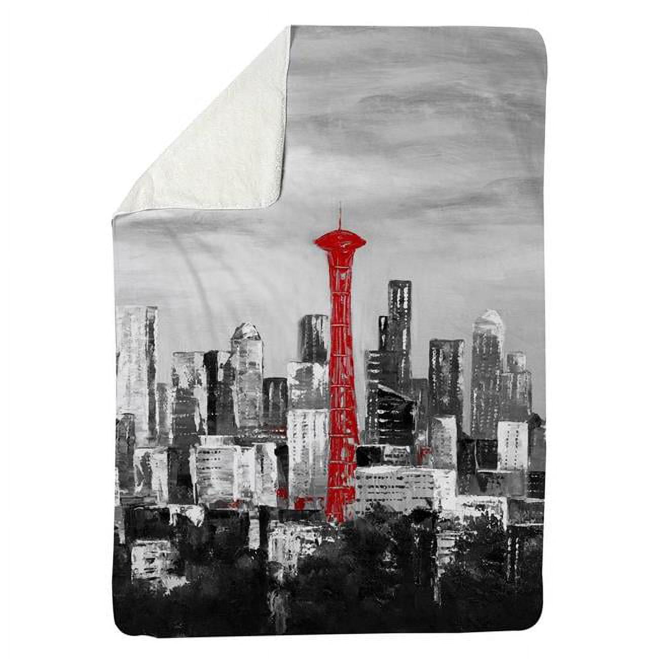 60 x 80 in. Space Needle In Red-Sherpa Fleece Blanket