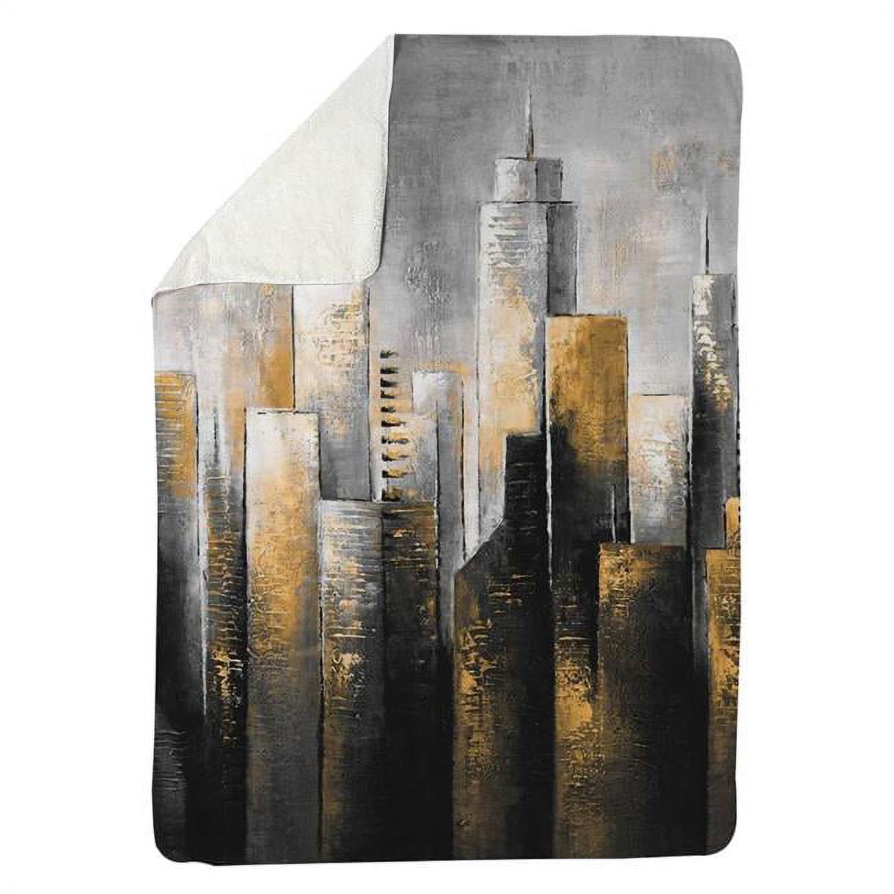 60 x 80 in. Abstract Skyline-Sherpa Fleece Blanket
