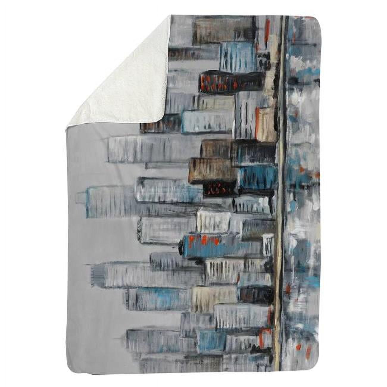 60 x 80 in. Abstract Urban Skyline-Sherpa Fleece Blanket