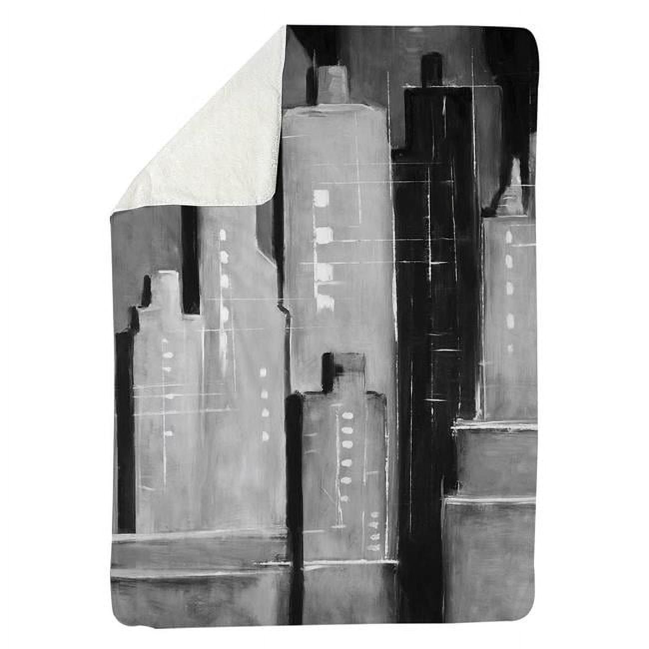 60 x 80 in. Abstract Black & White Buildings-Sherpa Fleece Blanket