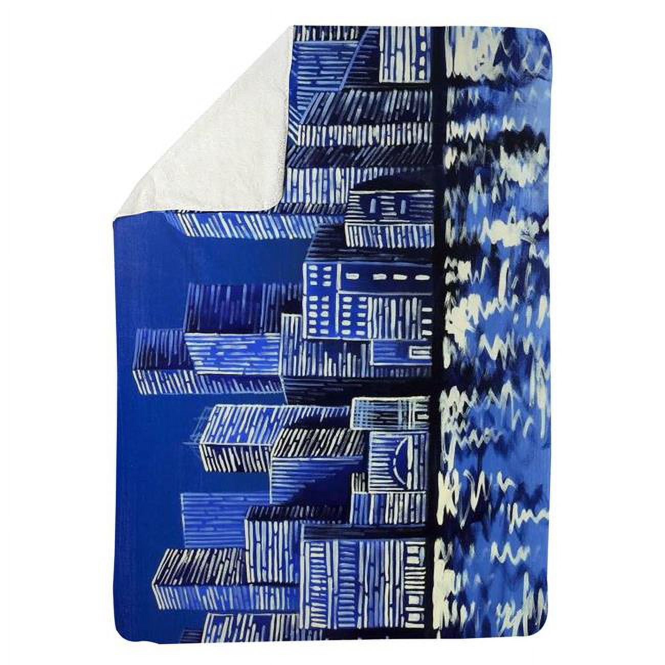 60 x 80 in. Blue Skyline-Sherpa Fleece Blanket