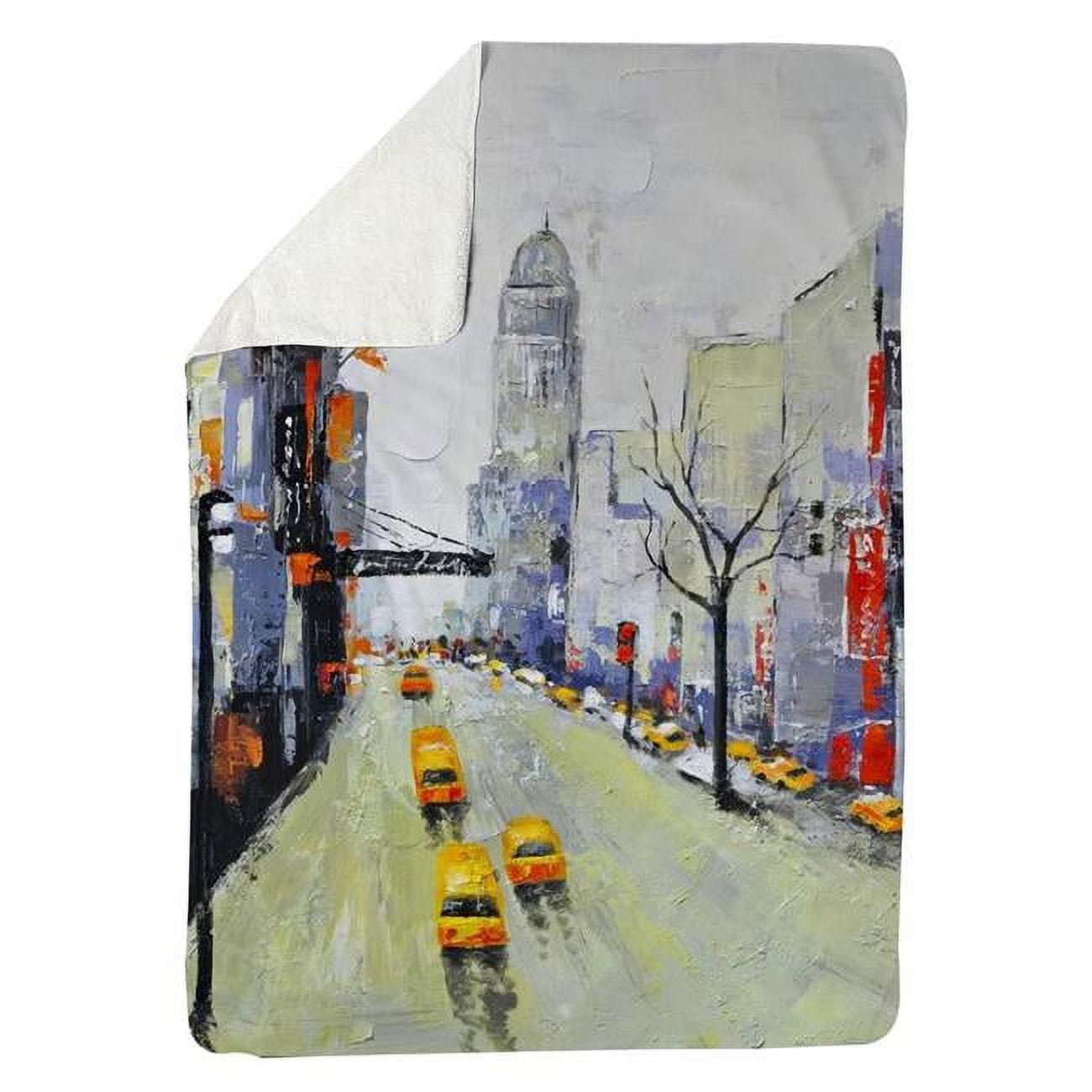 5545-6080-CI33 60 x 80 in. Grey Street with Yellow & Red Accents-Sherpa Fleece Blanket