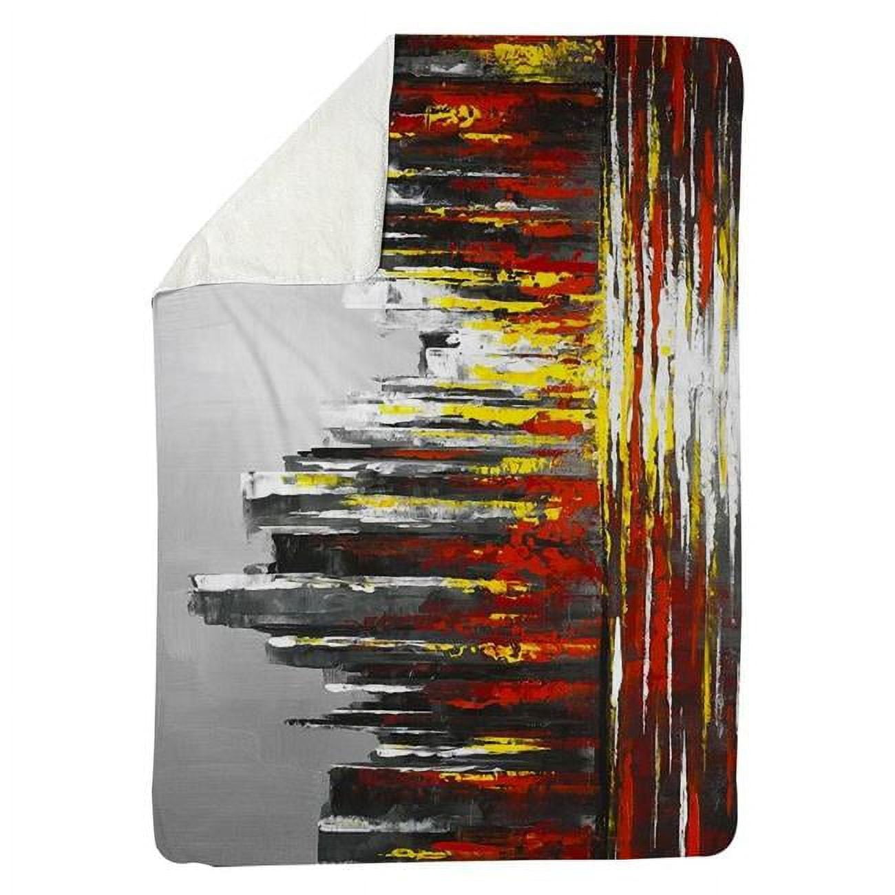 60 x 80 in. Abstract Red Skyline-Sherpa Fleece Blanket
