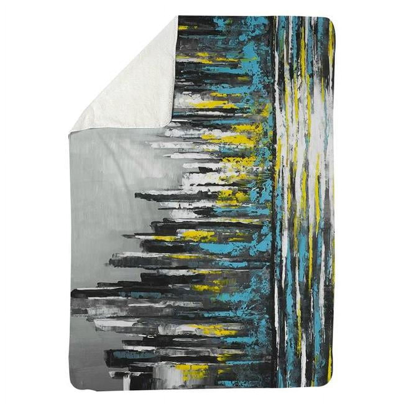 60 x 80 in. Abstract Blue Skyline-Sherpa Fleece Blanket