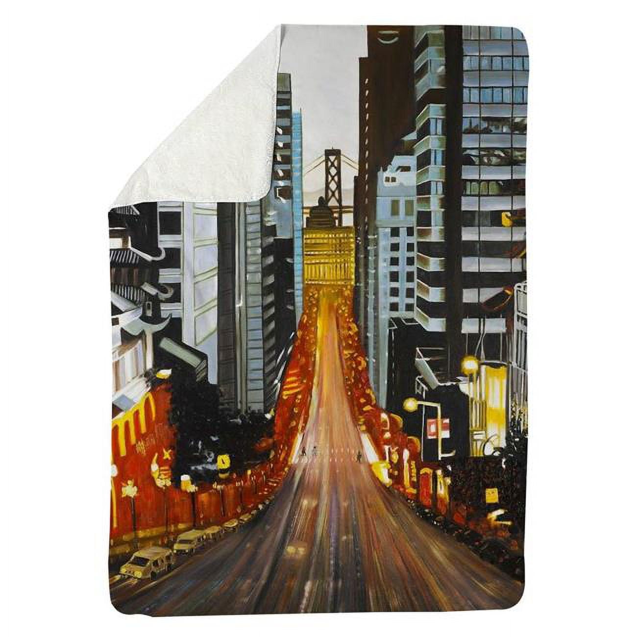 60 x 80 in. San Francisco by Night-Sherpa Fleece Blanket