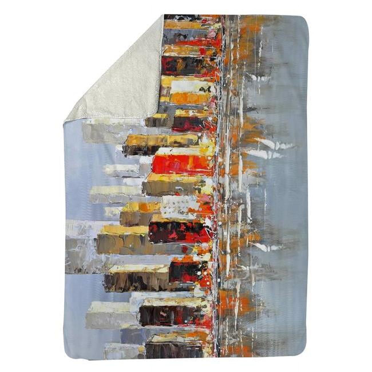 5545-6080-CI42 60 x 80 in. Colorful Buildings with Water Reflection-Sherpa Fleece Blanket