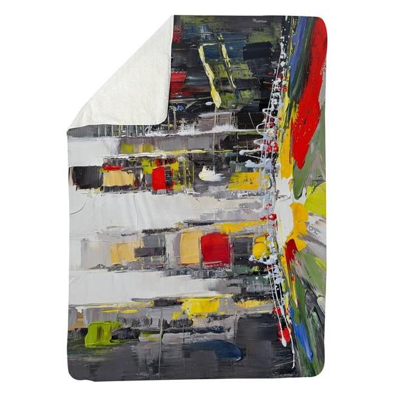 60 x 80 in. Abstract Texturized Cityscape-Sherpa Fleece Blanket