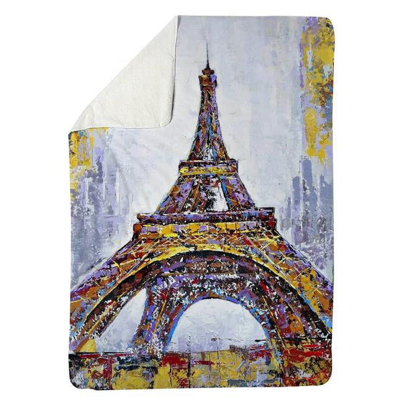 60 x 80 in. Abstract Paint Splash Eiffel Tower-Sherpa Fleece Blanket