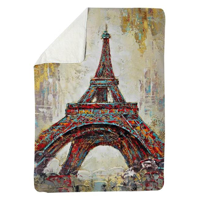 60 x 80 in. Abstract Eiffel Tower-Sherpa Fleece Blanket