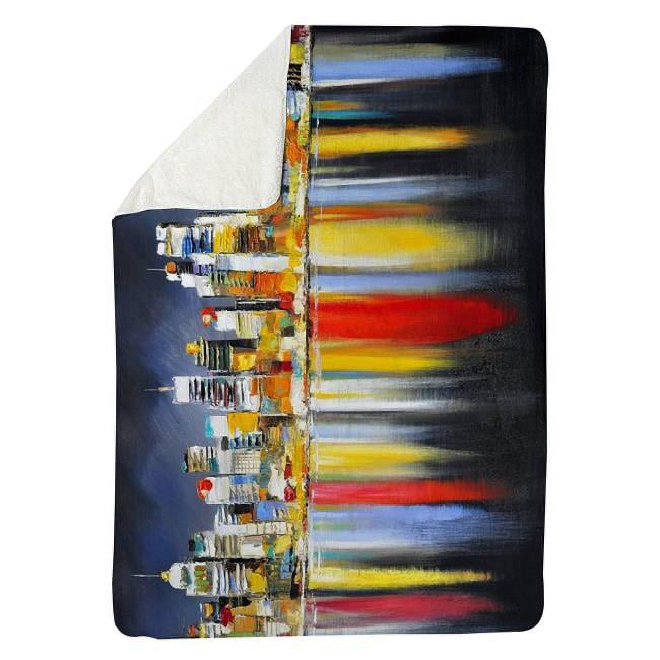 60 x 80 in. Colorful Reflection of A Cityscape by Night-Sherpa Fleece Blanket