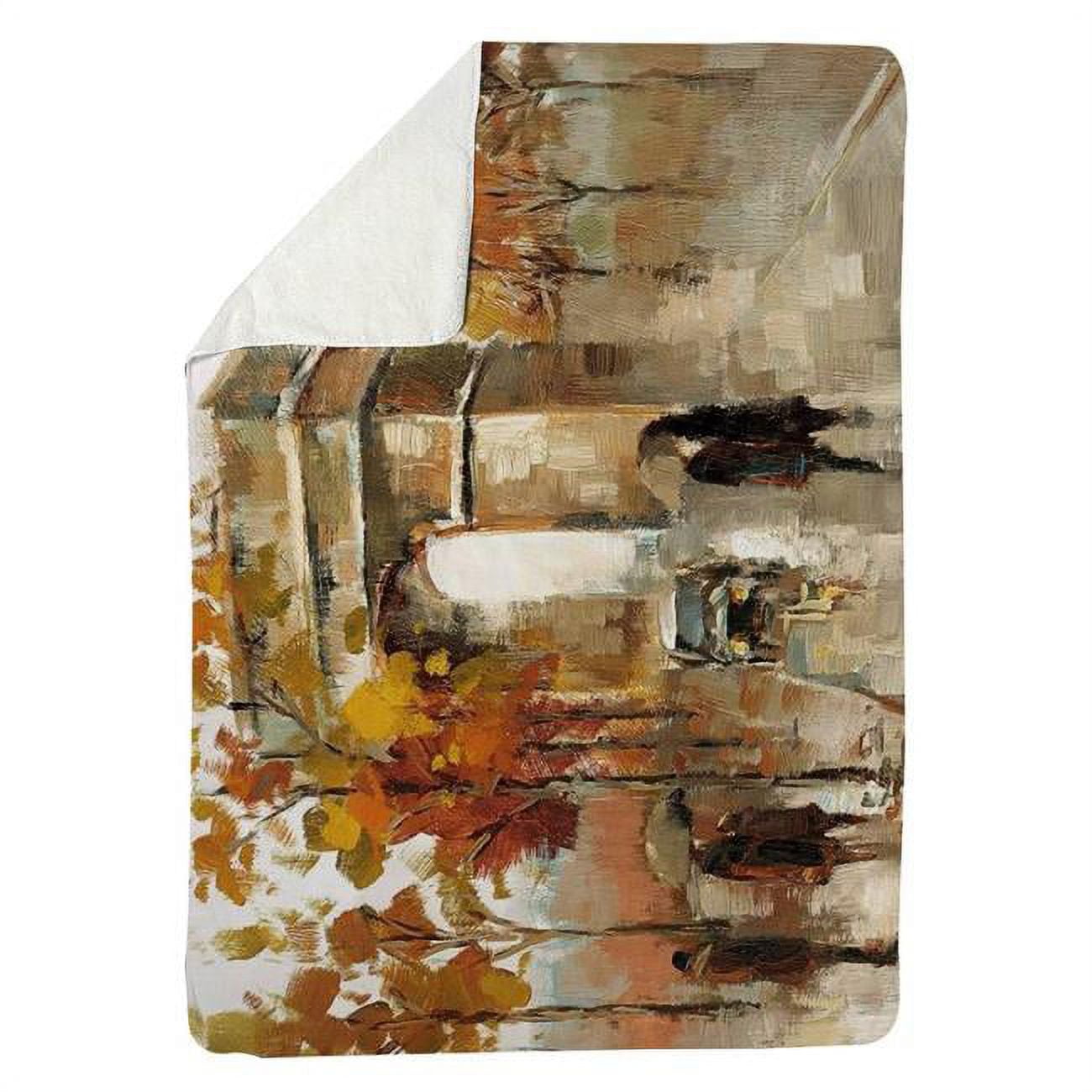 60 x 80 in. Arc De Triomphe In Autumn-Sherpa Fleece Blanket