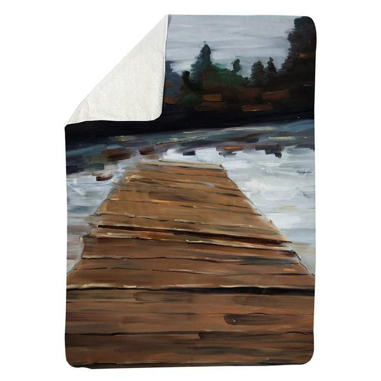 60 x 80 in. Dock & Lake-Sherpa Fleece Blanket