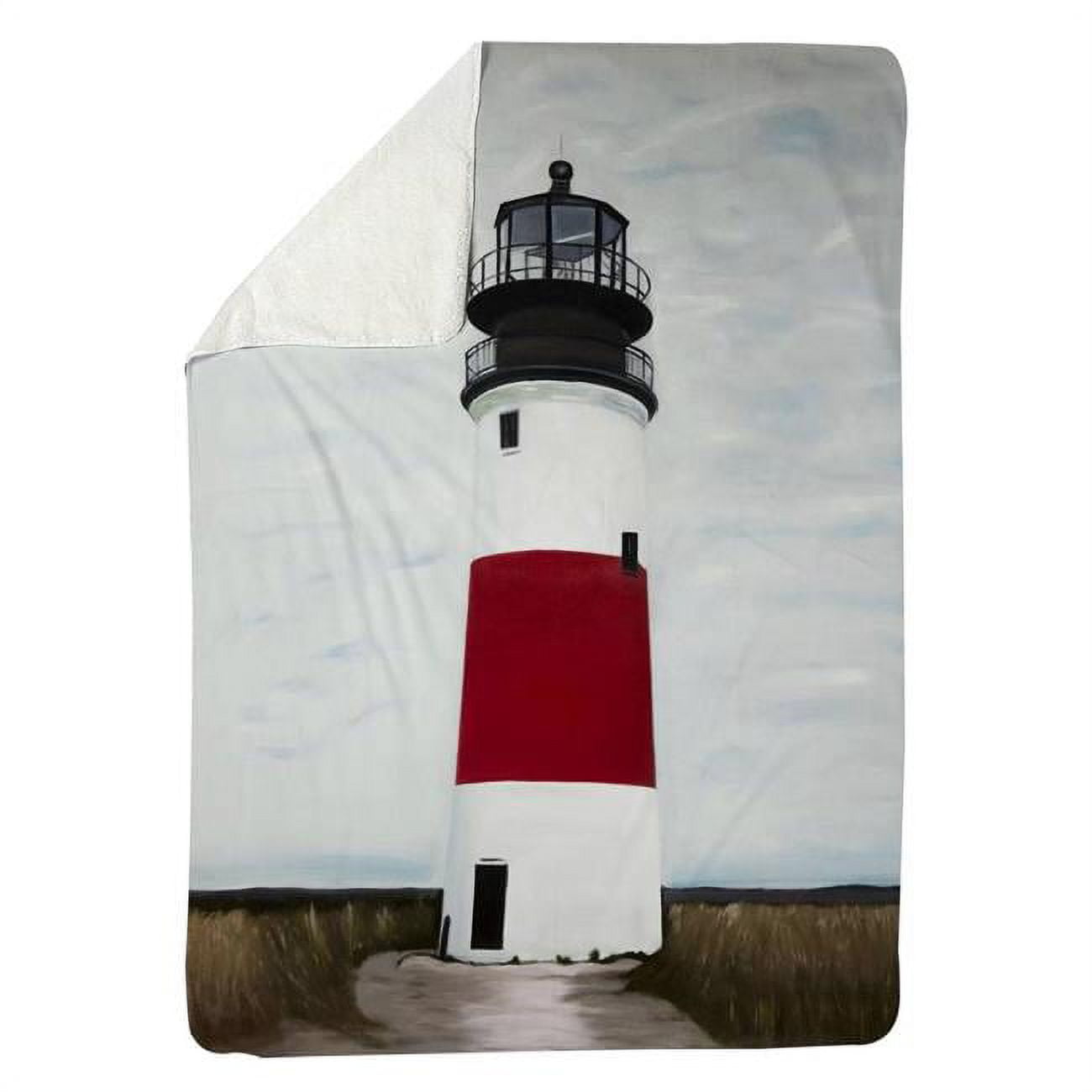 60 x 80 in. Sankaty Head Lighthouse-Sherpa Fleece Blanket