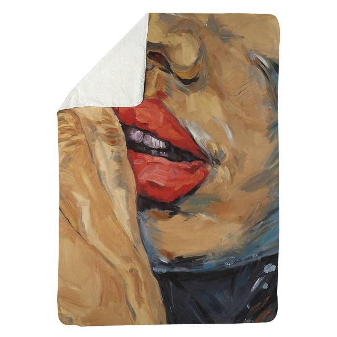 60 x 80 in. Shushing Lips Closeup-Sherpa Fleece Blanket