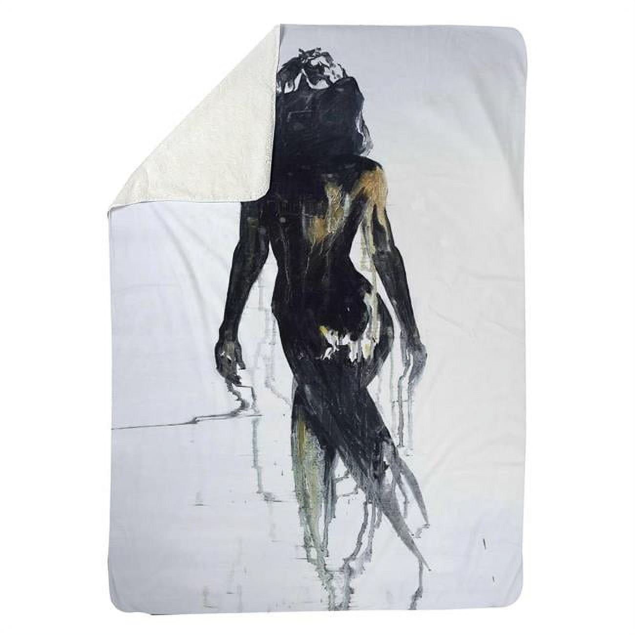 60 x 80 in. Abstract Back View of A Woman Silhouette-Sherpa Fleece Blanket