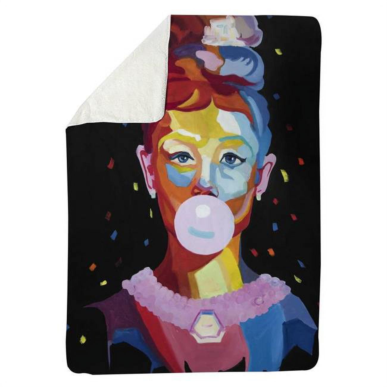 5545-6080-FI68 60 x 80 in. Colorful Audrey Hepburn Portrait with Bubblegum-Sherpa Fleece Blanket