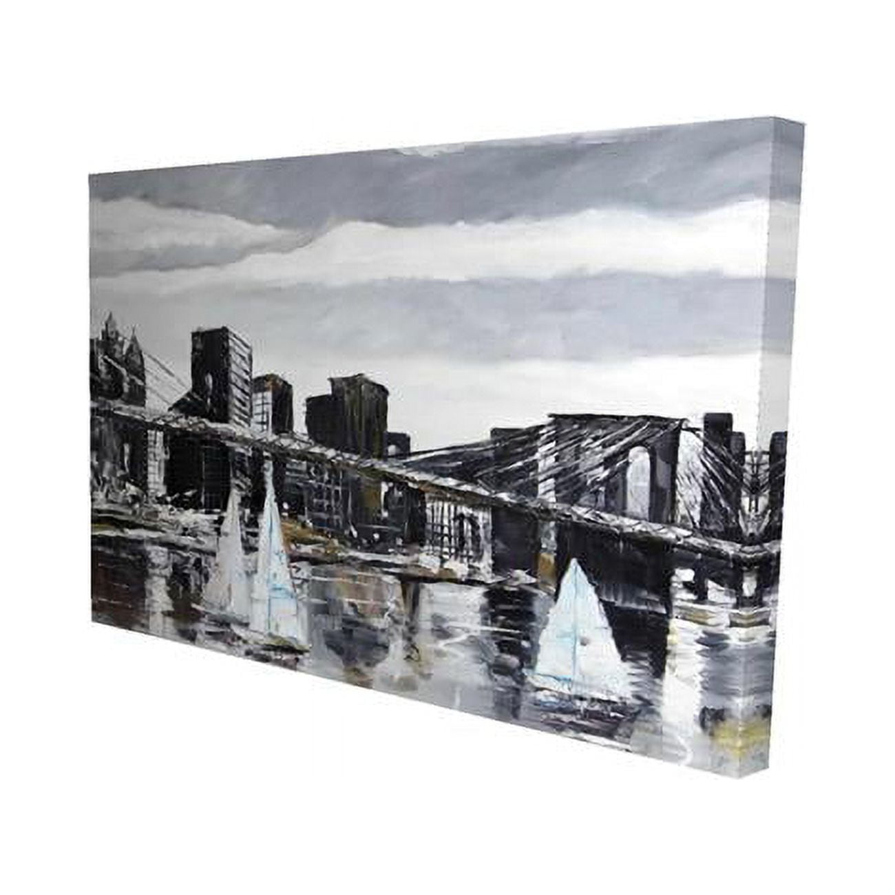 20 x 30 in. Brooklyn Bridge with Sailboats-Print on Canvas