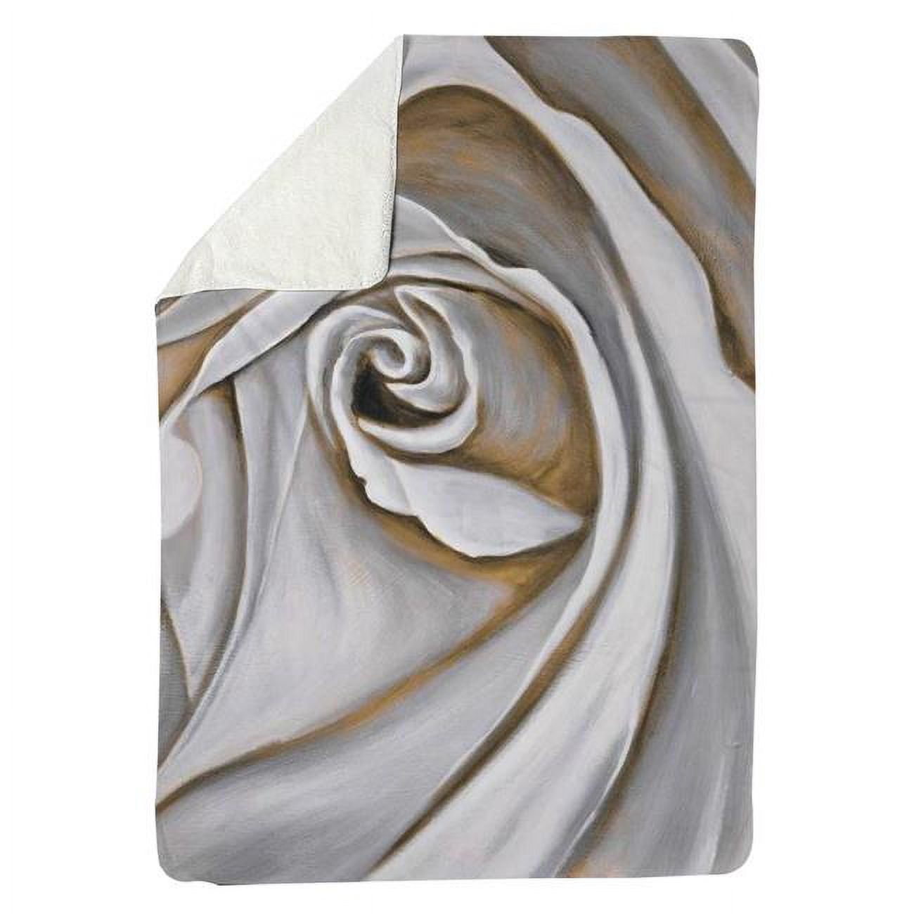 60 x 80 in. White Rose Closeup-Sherpa Fleece Blanket