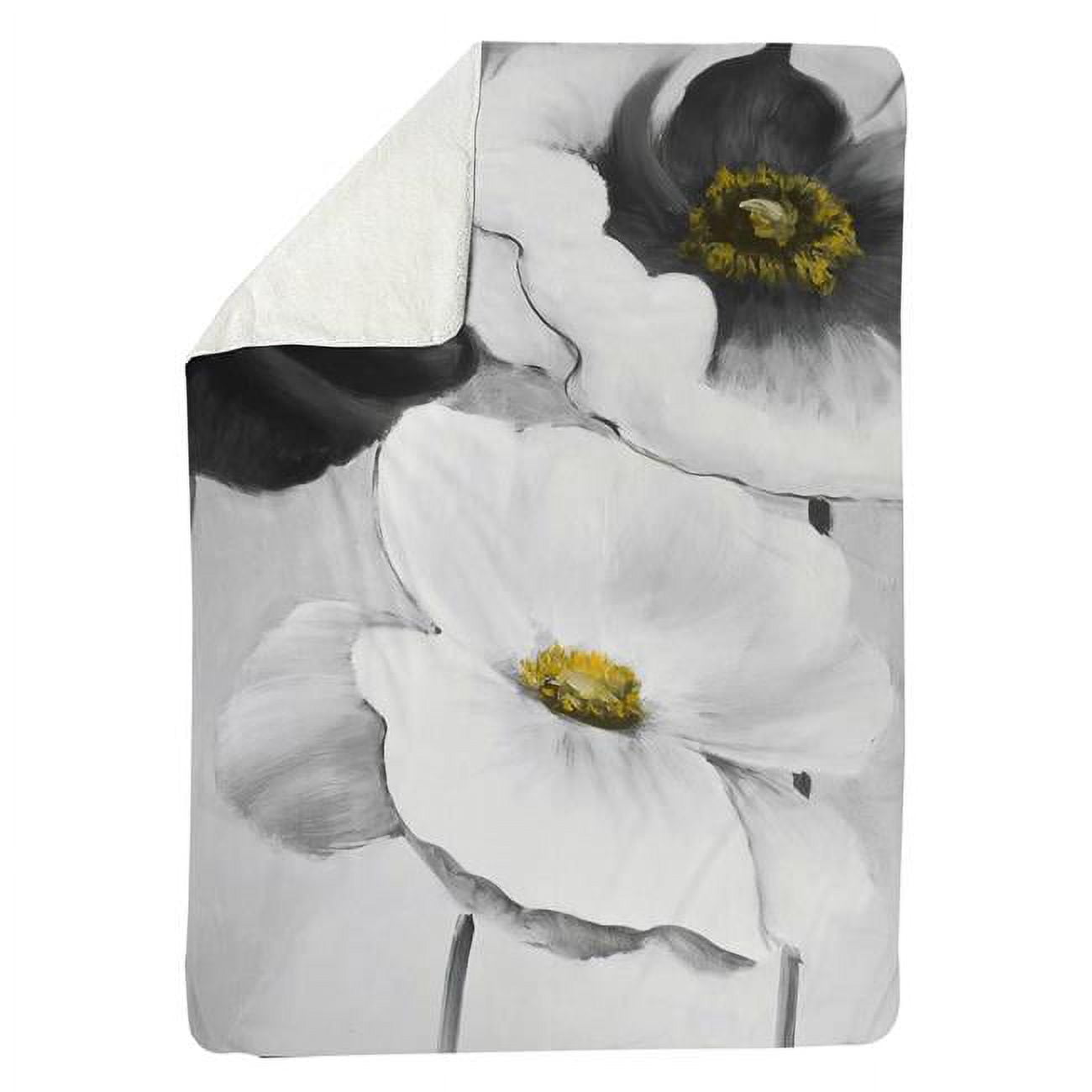60 x 80 in. Assorted White Flowers-Sherpa Fleece Blanket