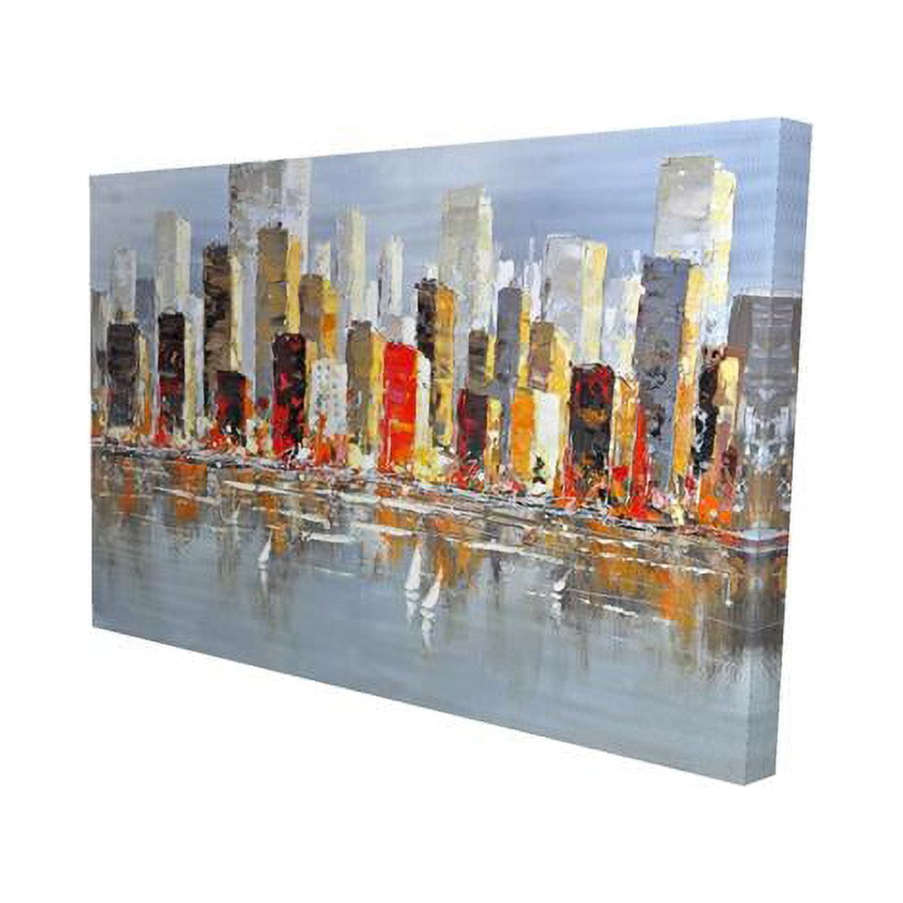 20 x 30 in. Colorful Buildings with Water Reflection-Print on Canvas