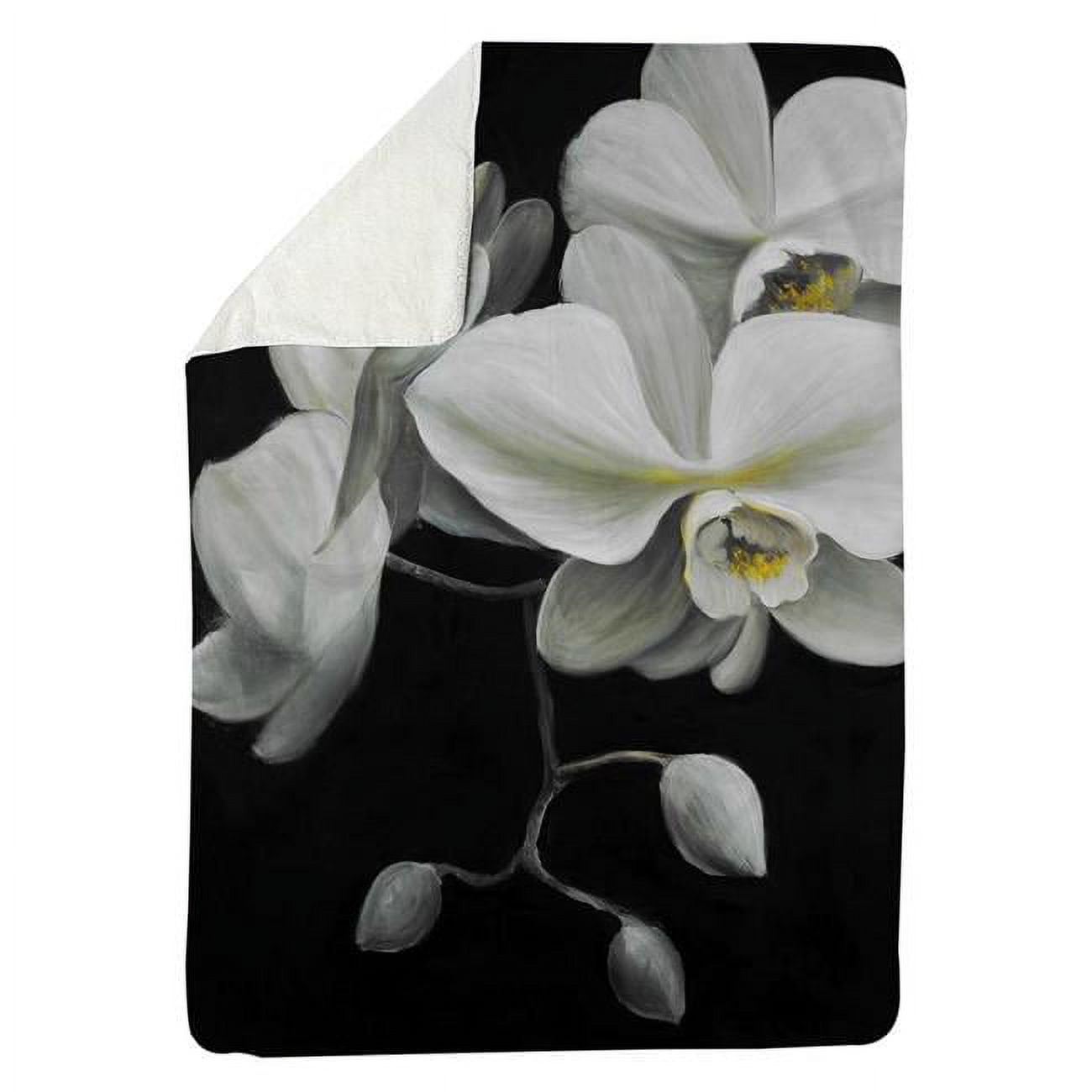 60 x 80 in. White Orchids-Sherpa Fleece Blanket