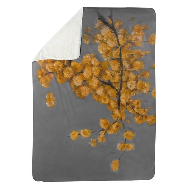 5545-6080-FL142 60 x 80 in. Golden Wattle Plant with Pugg Ball Flowers-Sherpa Fleece Blanket
