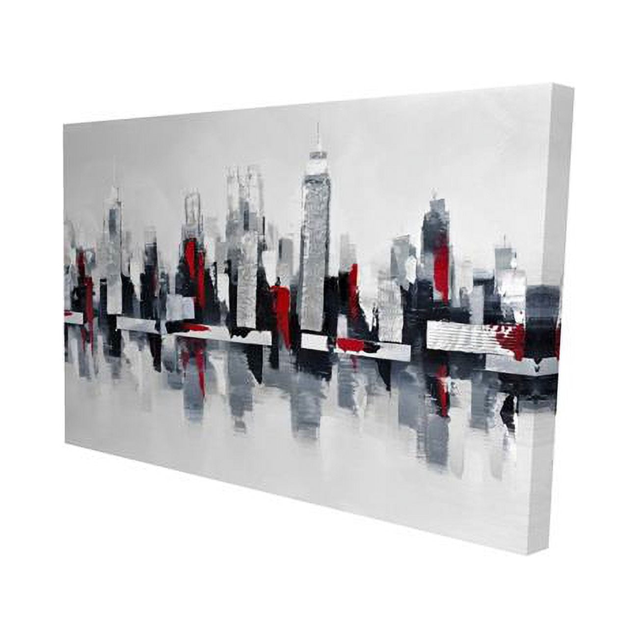 20 x 30 in. Grey & Red Cityscape-Print on Canvas
