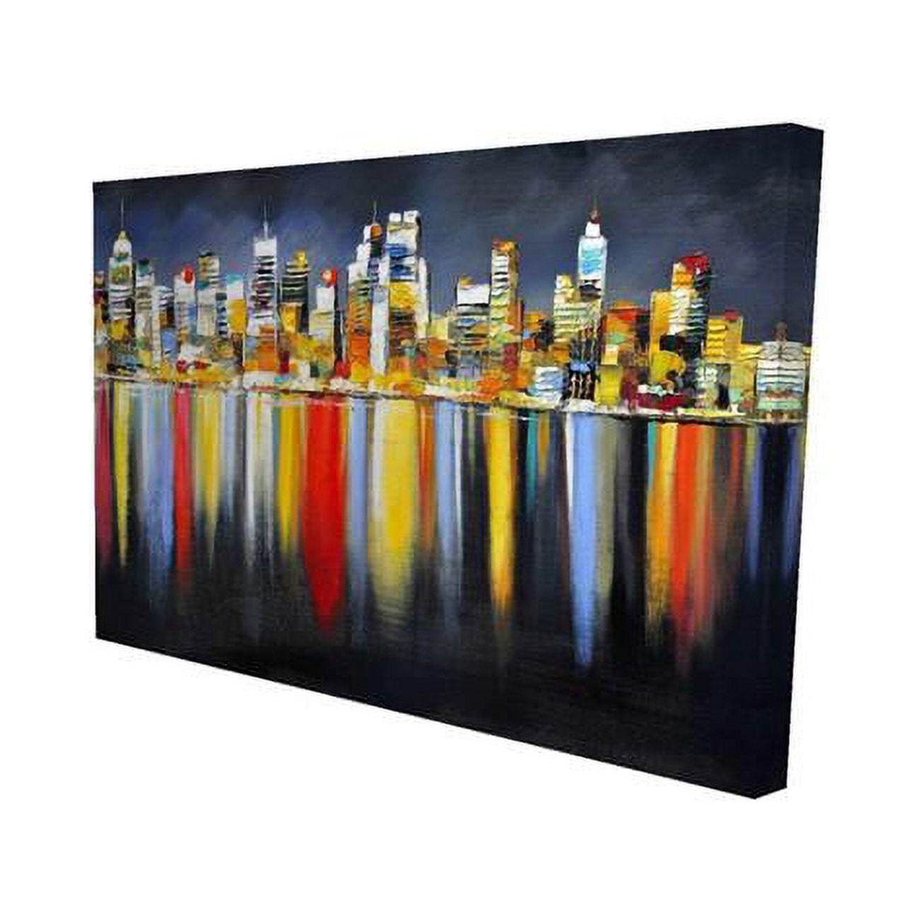 20 x 30 in. Colorful Reflection of A Cityscape by Night-Print on Canvas