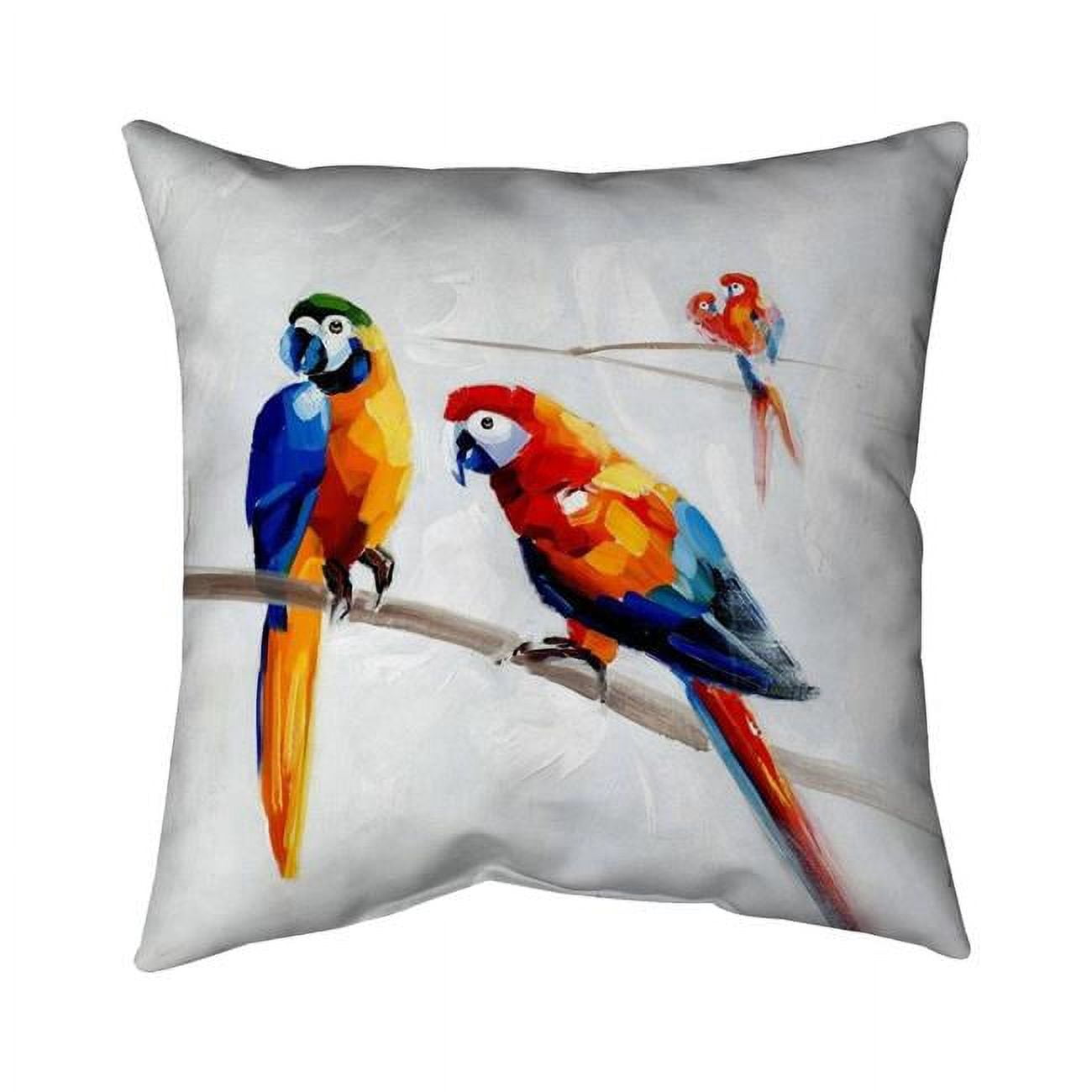 26 x 26 in. Parrots on A Branch-Double Sided Print Indoor Pillow Cover