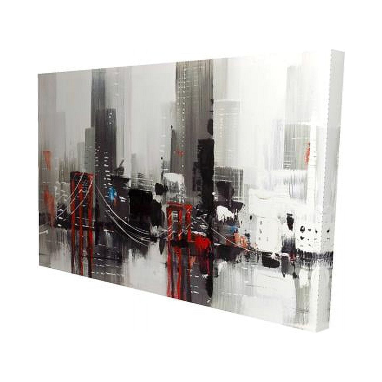 20 x 30 in. Abstract Grey City with A Bridge-Print on Canvas