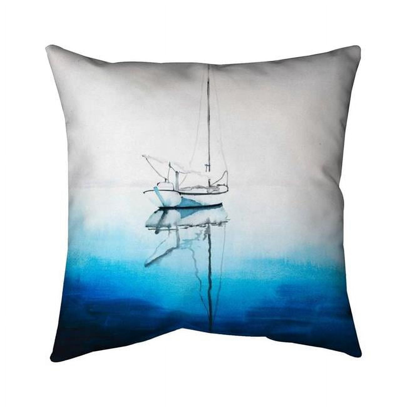 5543-2626-CO99 26 x 26 in. White Boat on A Deep Blue Water-Double Sided Print Indoor Pillow Cover