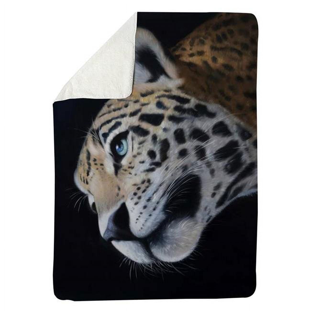 60 x 80 in. Realistic Leopard Face-Sherpa Fleece Blanket