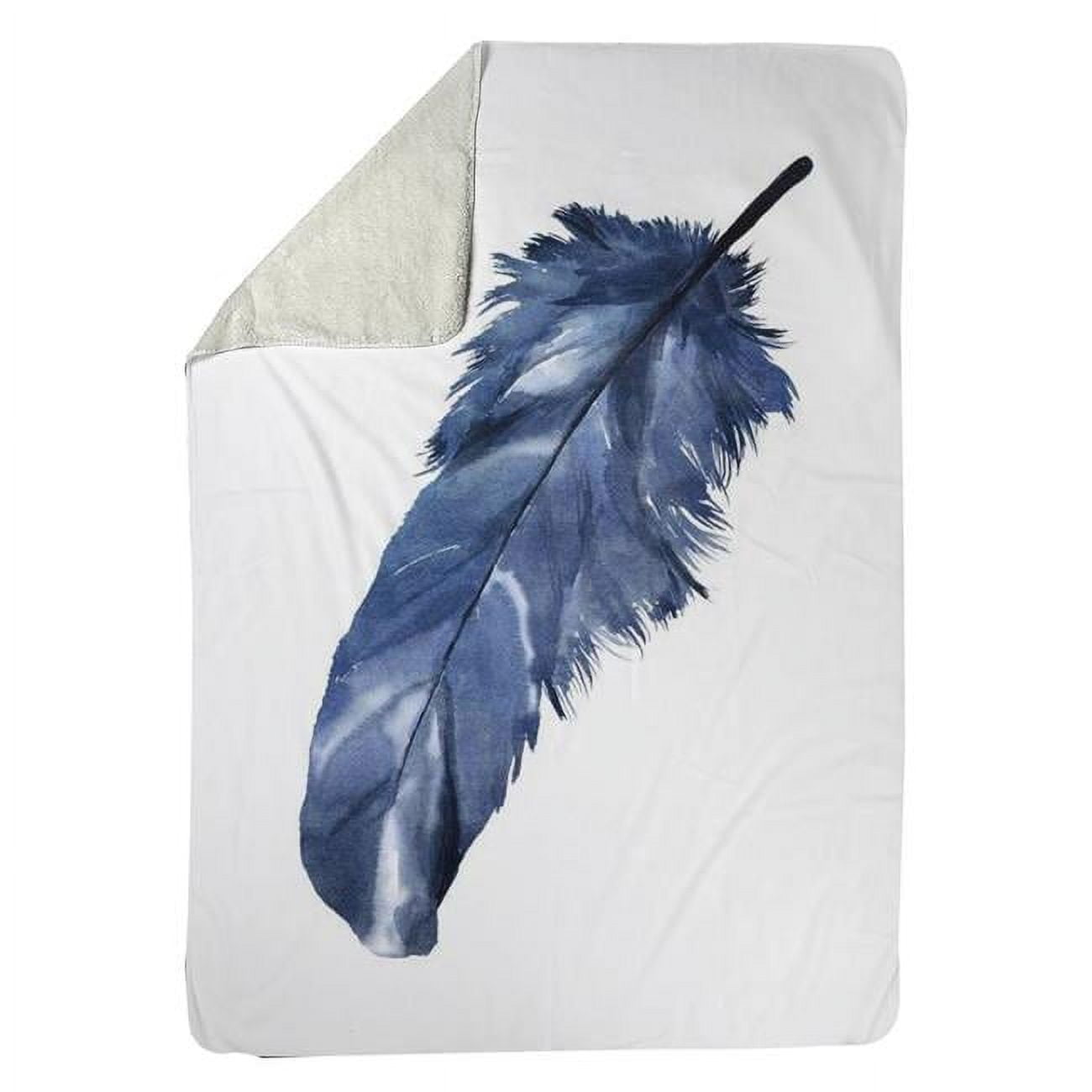 60 x 80 in. Blue Feather-Sherpa Fleece Blanket