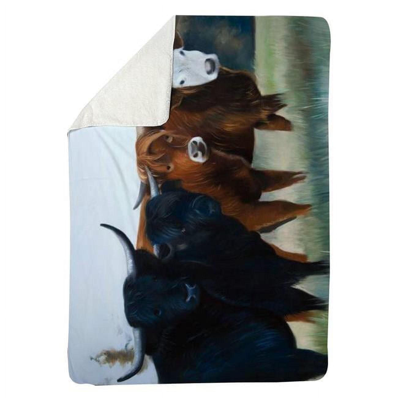 60 x 80 in. Four Highland Cows-Sherpa Fleece Blanket