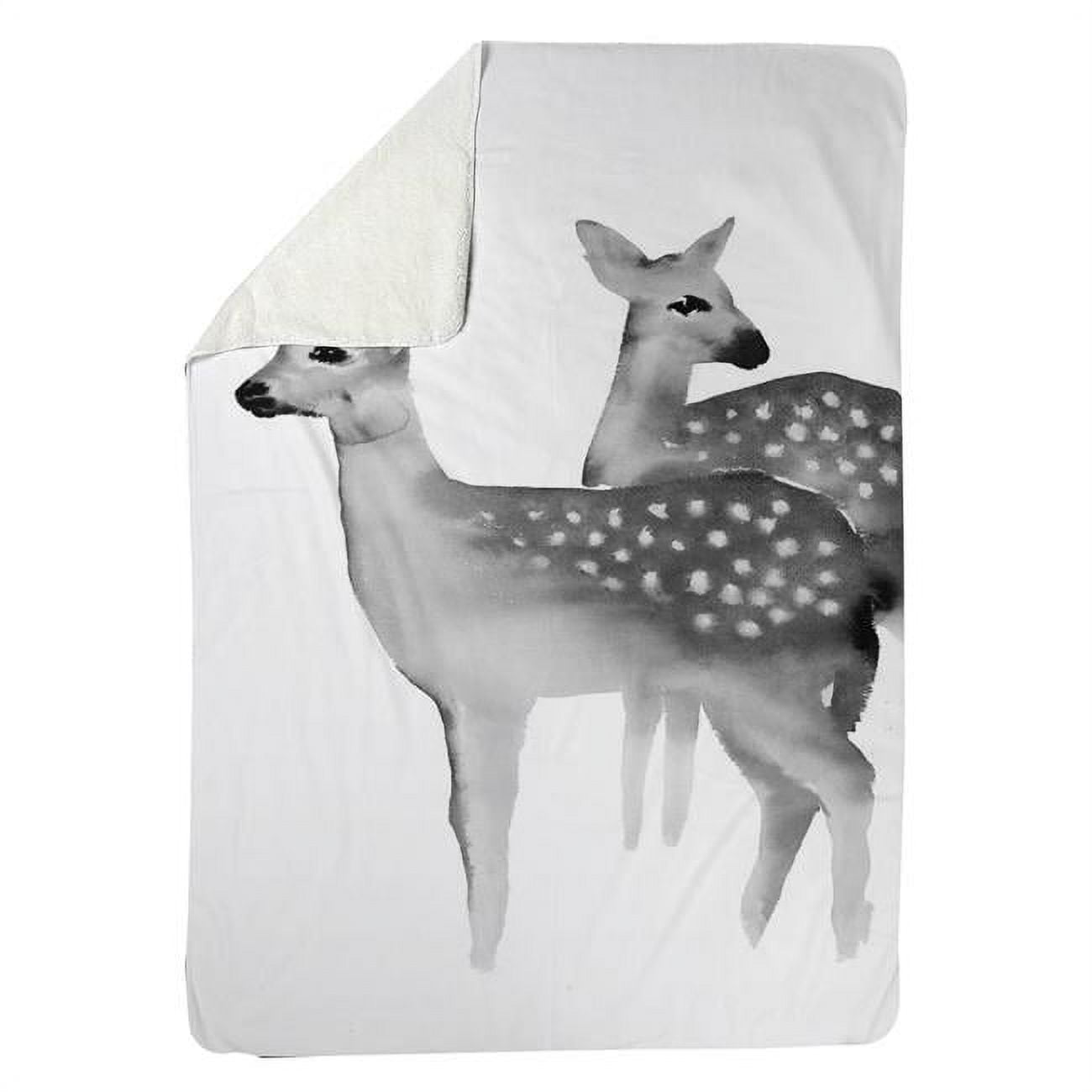 60 x 80 in. Faon Black & White-Sherpa Fleece Blanket