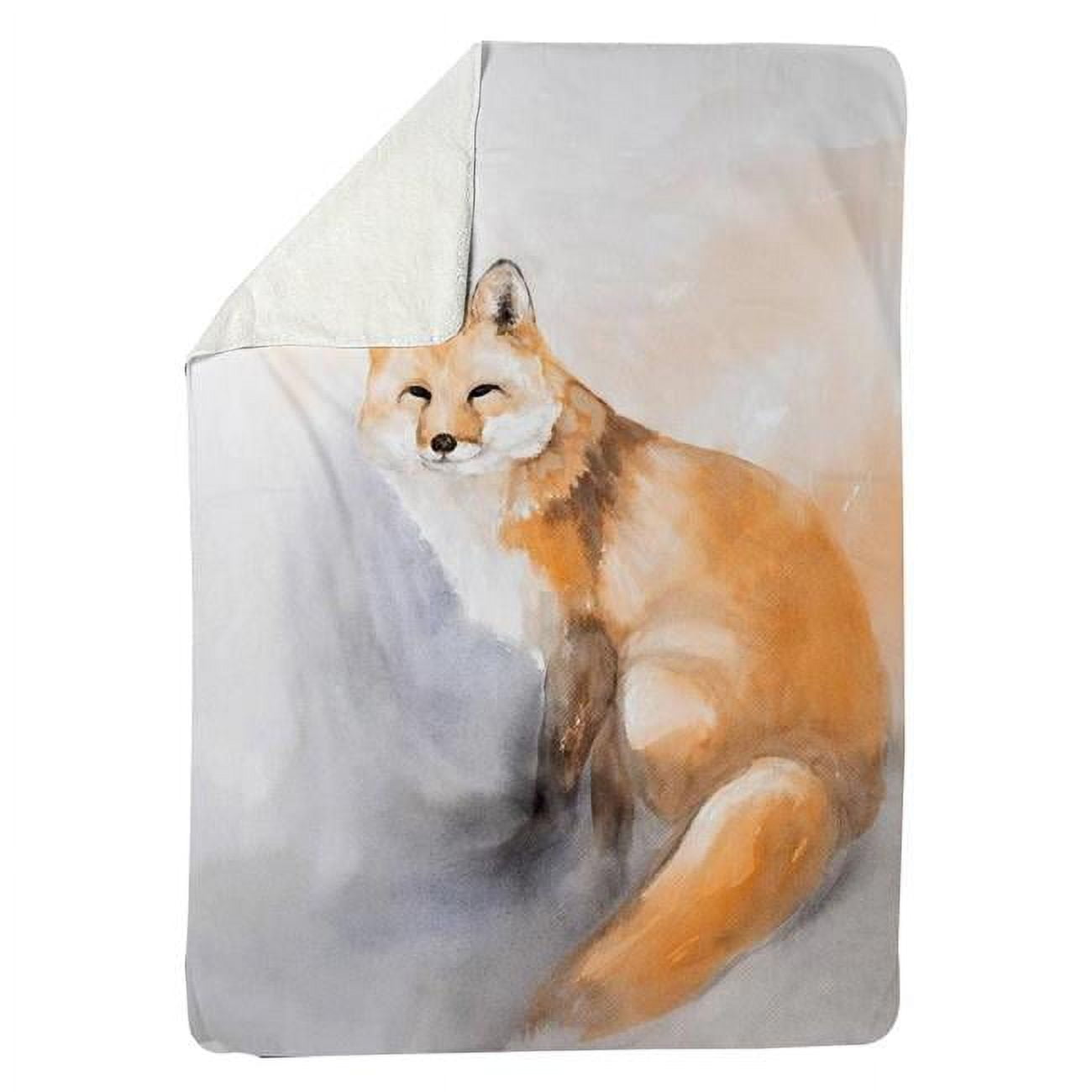 60 x 80 in. Watercolor Fox-Sherpa Fleece Blanket
