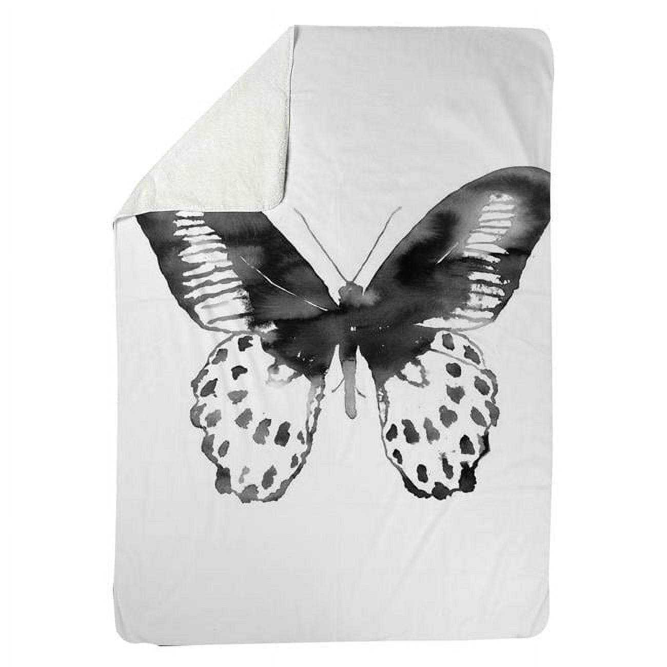 60 x 80 in. Black Butterfly-Sherpa Fleece Blanket