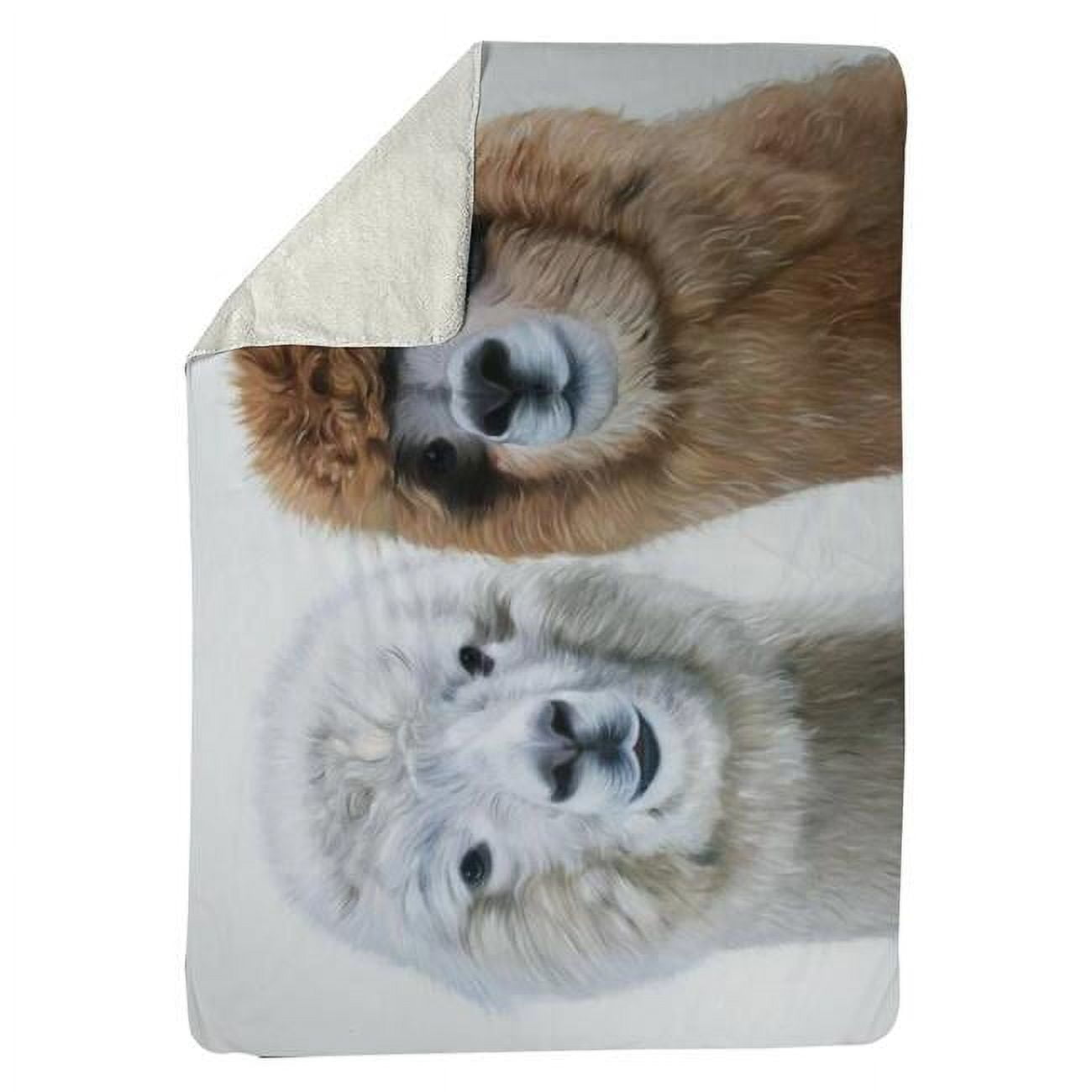 60 x 80 in. Two Lamas-Sherpa Fleece Blanket