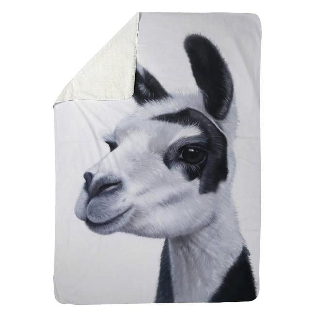60 x 80 in. Black & White Lama-Sherpa Fleece Blanket