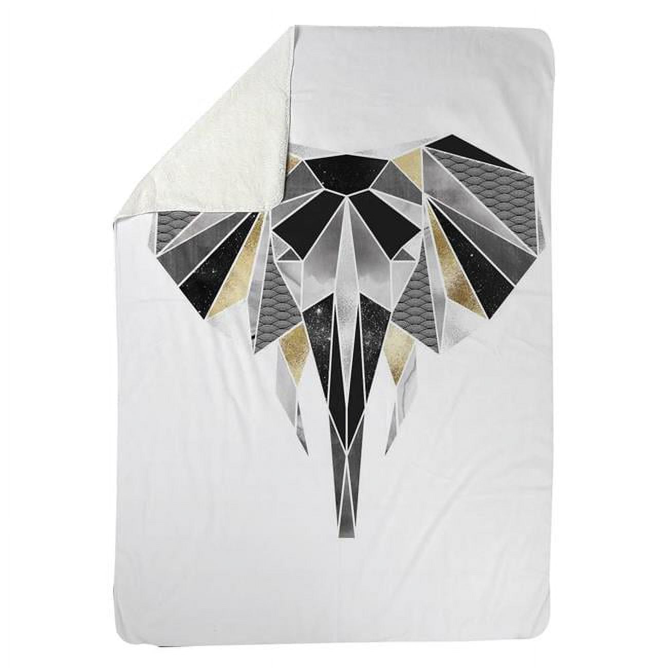 60 x 80 in. Geometric Elephant-Sherpa Fleece Blanket