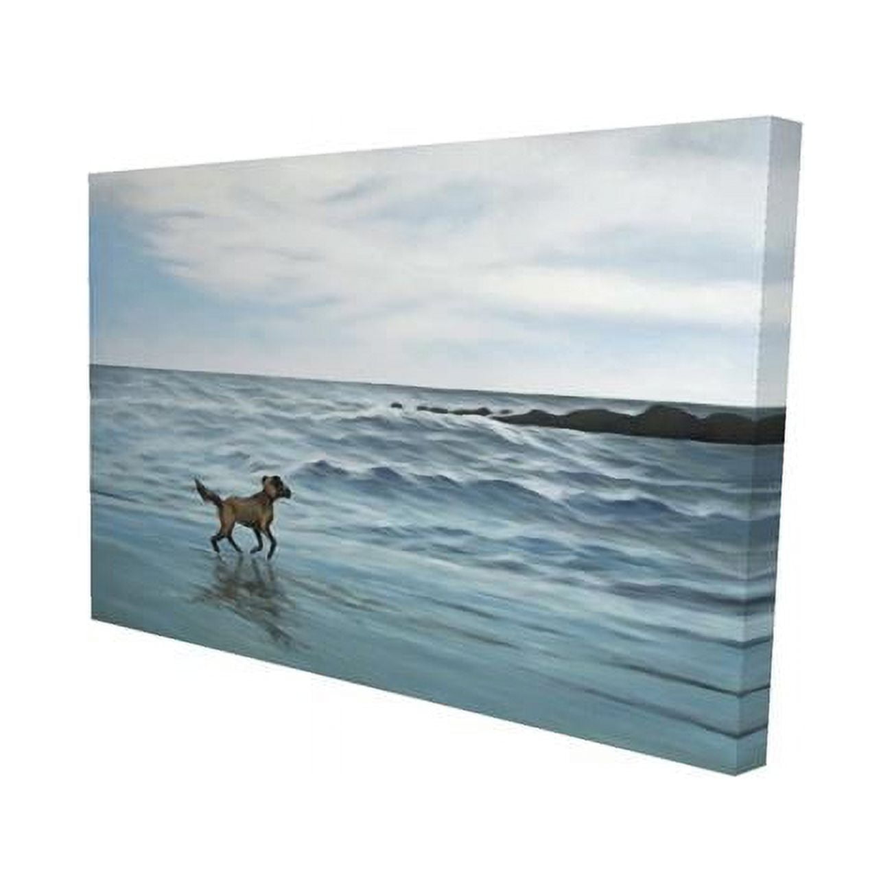 20 x 30 in. Dog on the Beach-Print on Canvas