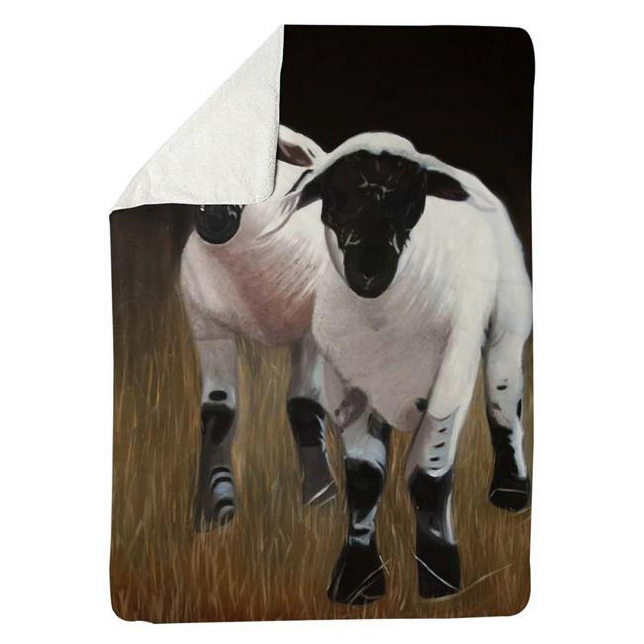 60 x 80 in. Two Lambs-Sherpa Fleece Blanket