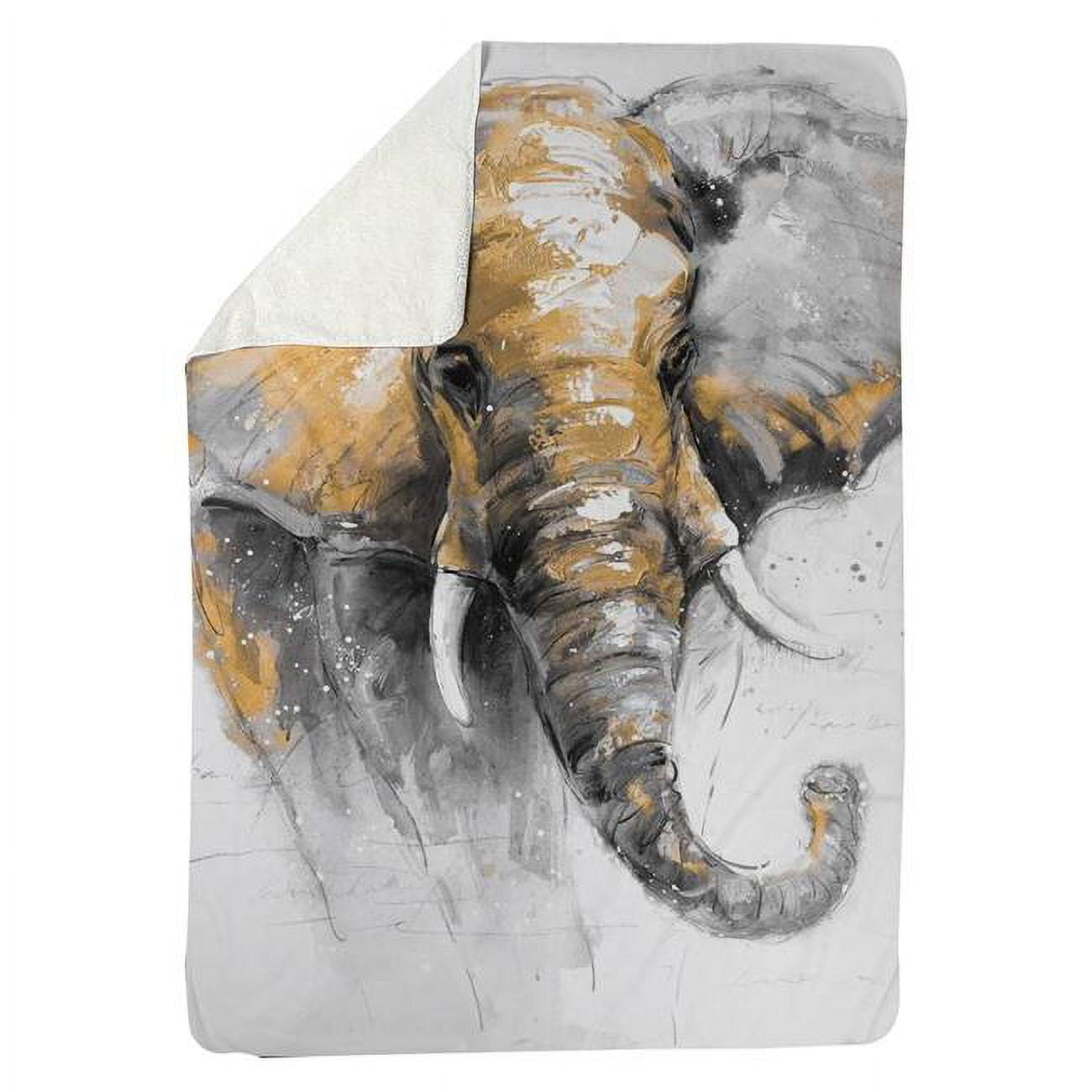 60 x 80 in. Beautiful Golden Elephant-Sherpa Fleece Blanket