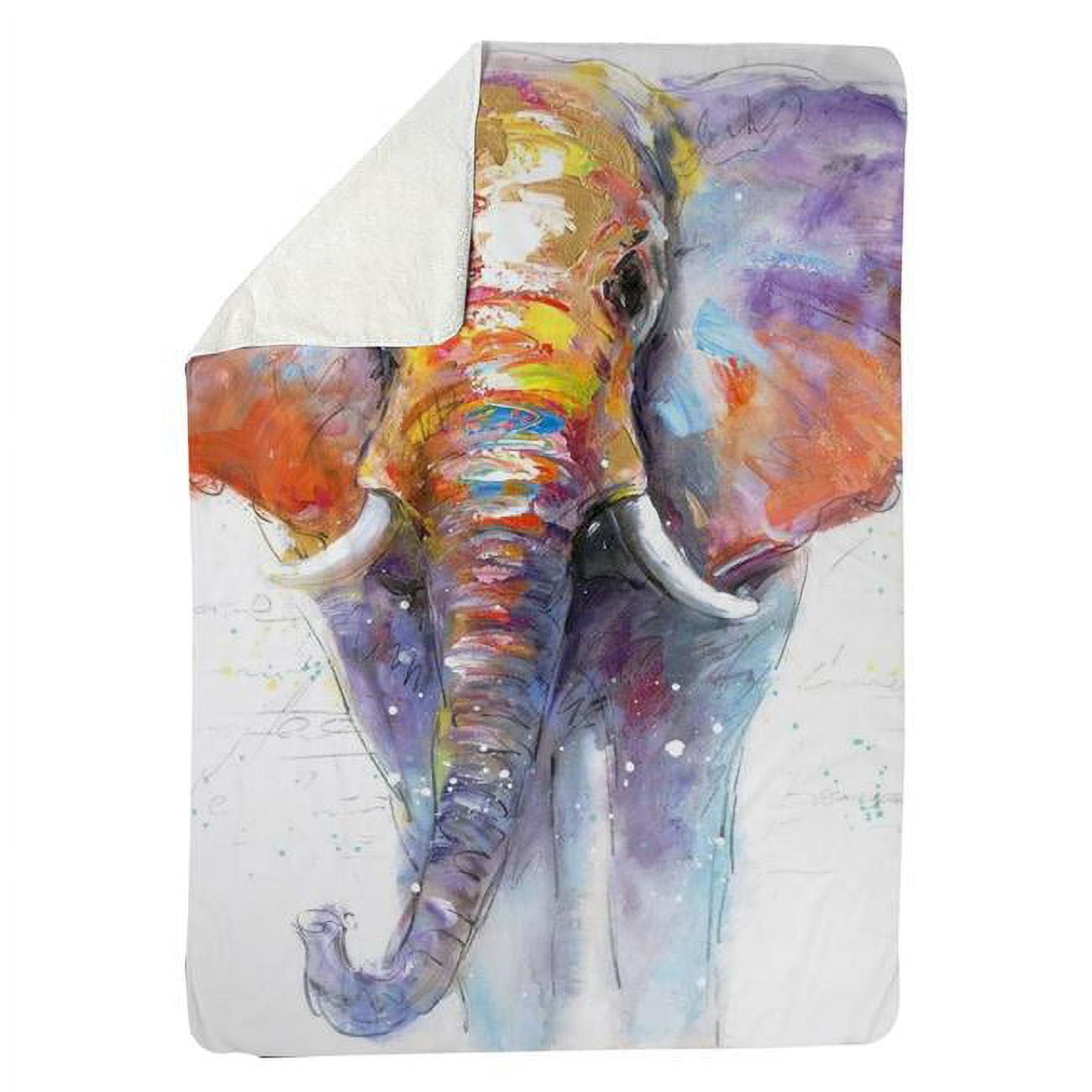 60 x 80 in. Colorful Walking Elephant-Sherpa Fleece Blanket