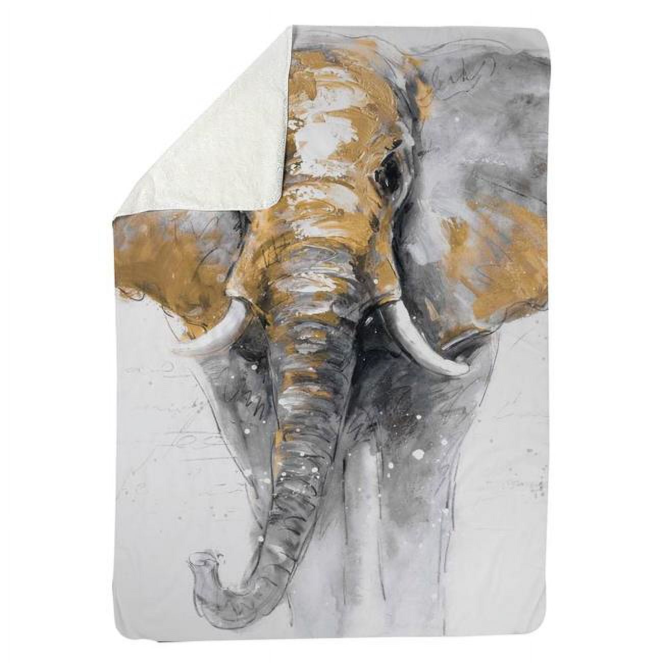 60 x 80 in. Golden Elephant-Sherpa Fleece Blanket