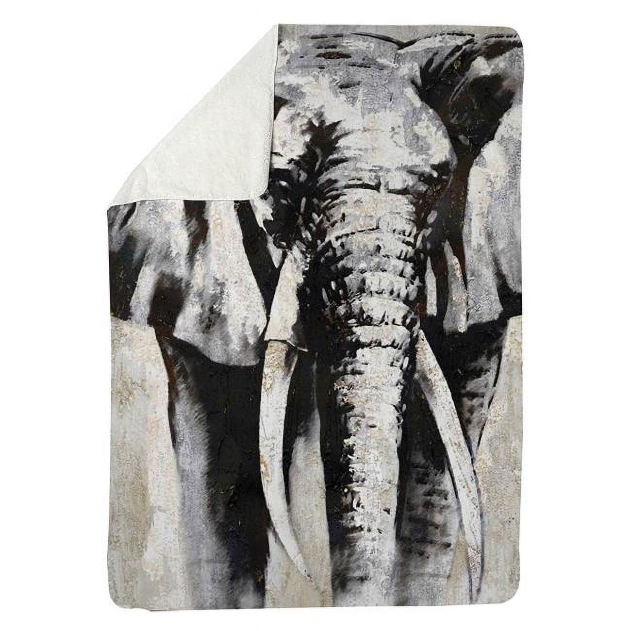 60 x 80 in. Greyscale Elephant-Sherpa Fleece Blanket