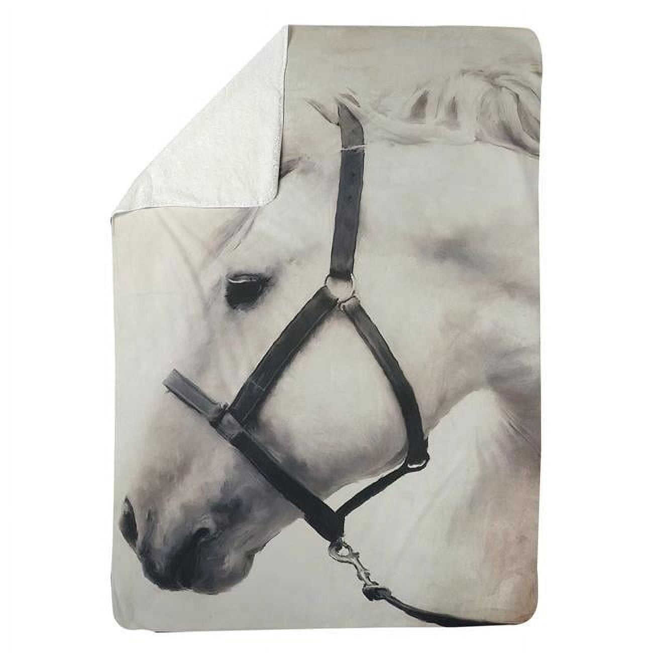60 x 80 in. Darius The White Horse-Sherpa Fleece Blanket