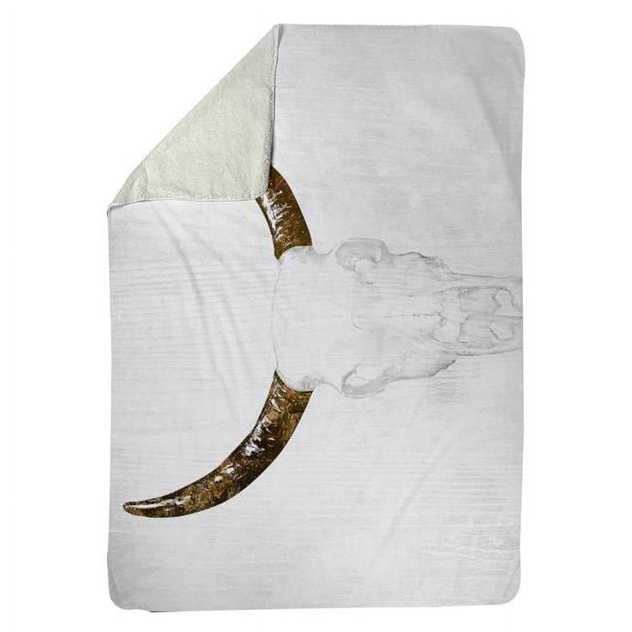 5545-6080-AN67 60 x 80 in. Bull Skull with Brown Horns-Sherpa Fleece Blanket