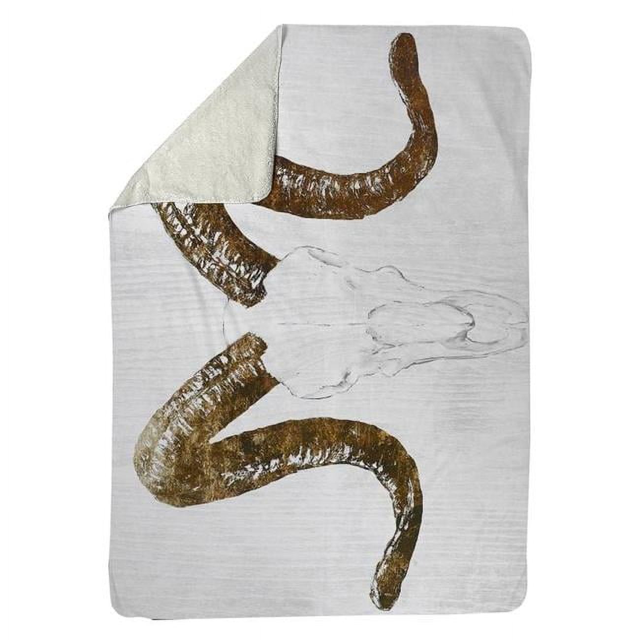 5545-6080-AN68 60 x 80 in. Aeries Skull with Brown Horns-Sherpa Fleece Blanket