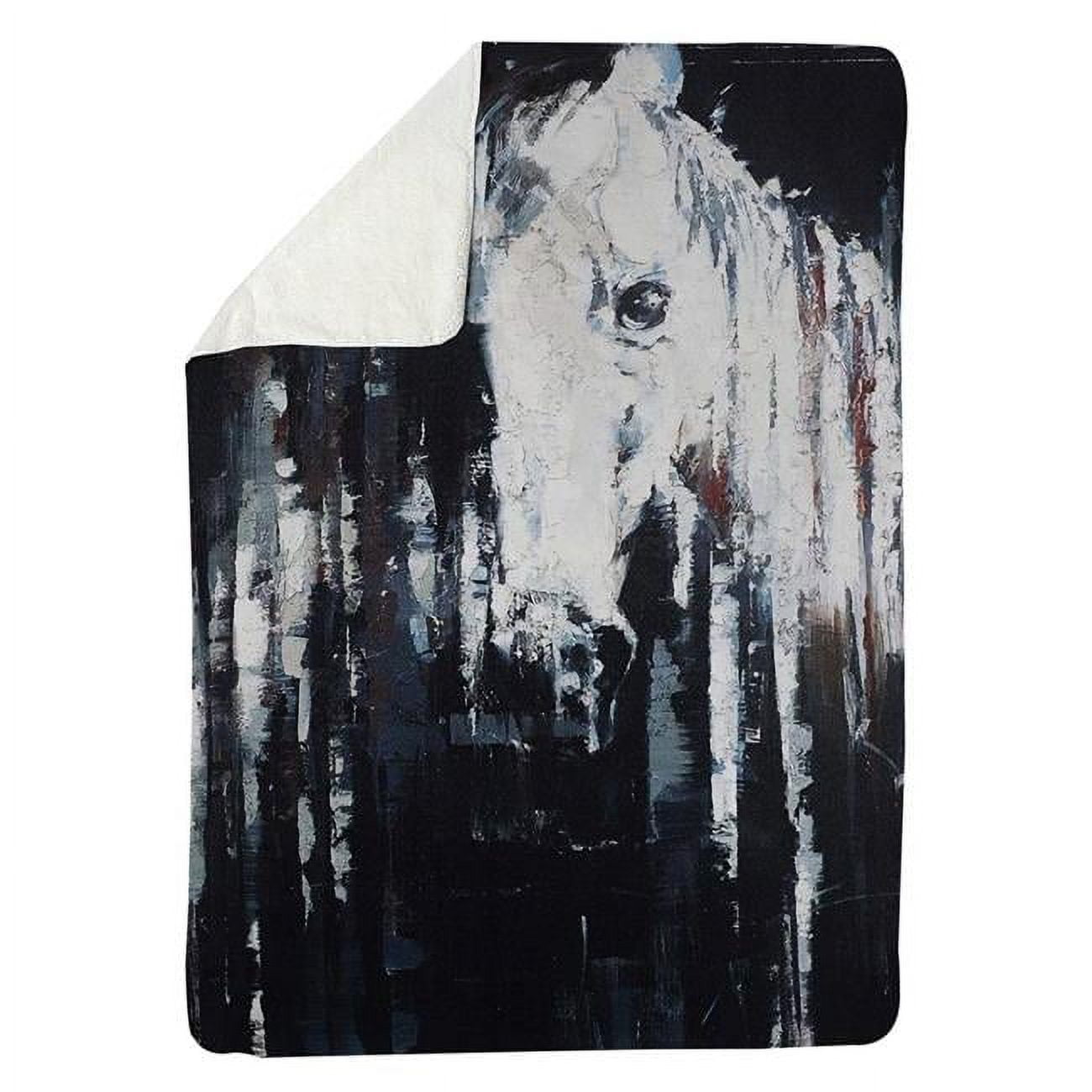 60 x 80 in. Abstract Horse on Black Background-Sherpa Fleece Blanket